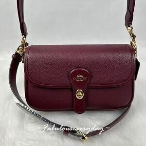 COACH Hadley Shoulder Bag Crossbody In Leather Gold/Dark Wine CY683 NWT
